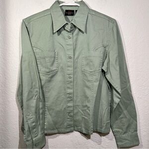Jenny Buchanan olive green denim button down top jacket ▪️ NWT ▪️ medium petite